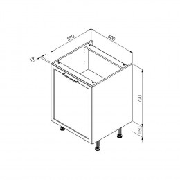 Meuble Bas De Cuisine 1 Porte - Frost 60cm / Blanc & Bleu Nuit