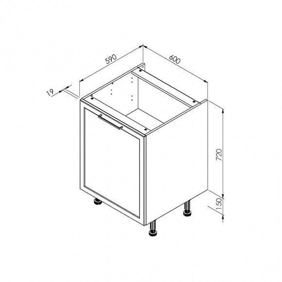 Meuble Bas De Cuisine 1 Porte - Frost 60cm / Blanc & Bleu Nuit