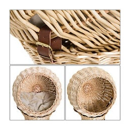 Panier Chat Lit Chat Cosy Grand Confort  44l X 44l X 67h Cm Coussin Moelleux Inclus Osier Beige Marron