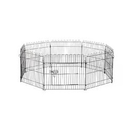 Parc Enclos Pour Chiens Chiots Animaux Domestiques Diamètre 158 Cm 8 Panneaux 71l X 61h Cm Noir