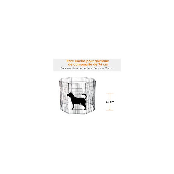 Parc Enclos Acier Pour Chien Animaux 1 Porte 8 Panneaux 76l X 61l Cm Noir