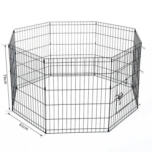 Parc Enclos Acier Pour Chien Animaux 1 Porte 8 Panneaux 76l X 61l Cm Noir