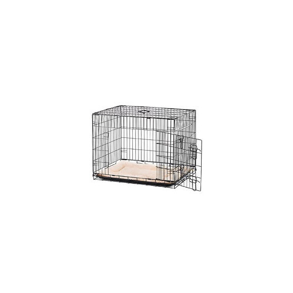 Cage De Transport Pliante Pour Chien Poignée, Plateau Amovible, Coussin Fourni 76 X 53 X 57 Cm Noir