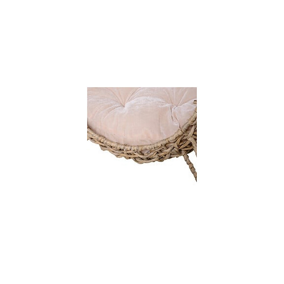 Panier Chat Lit Chat Cosy Grand Confort Dim. Ø 52 X 58h Cm Coussin Moelleux Inclus Résine Tressée Imitation Rotin Beige
