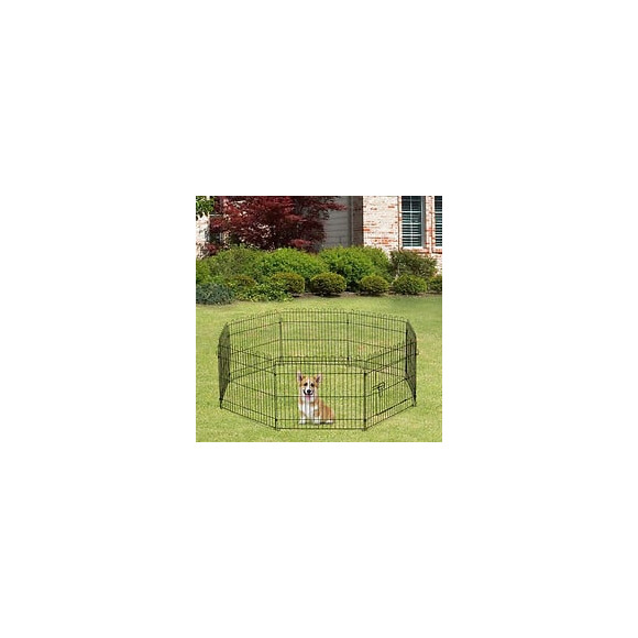 Parc Enclos Pour Chiens Chiots Animaux Domestiques Diamètre 158 Cm 8 Panneaux 71l X 61h Cm Noir