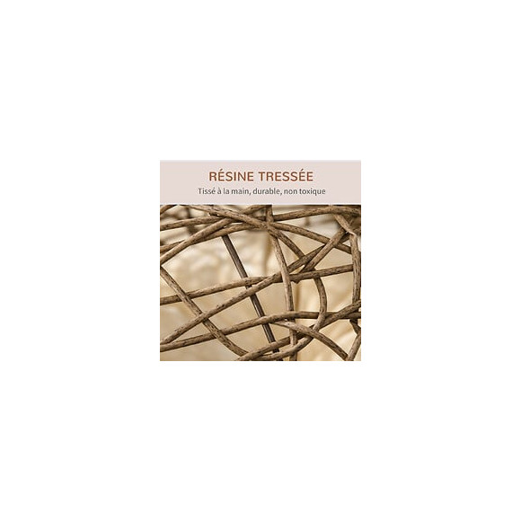 Panier Chat Lit Chat Cosy Grand Confort Dim. Ø 52 X 58h Cm Coussin Moelleux Inclus Résine Tressée Imitation Rotin Grège