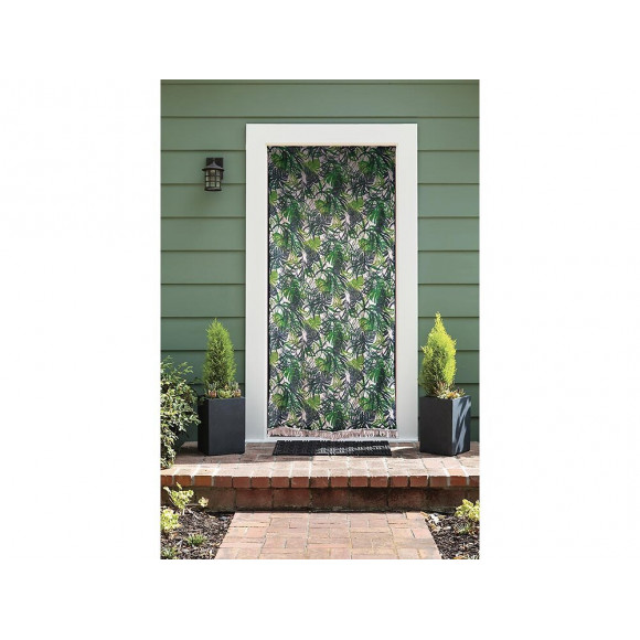 Rideau De Porte Moustiquaire En Toile Feuilles Tropicales 140 X 225 Cm
