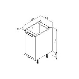 Meuble Bas De Cuisine 1 Porte - Frost 40cm / Blanc & Bleu Nuit