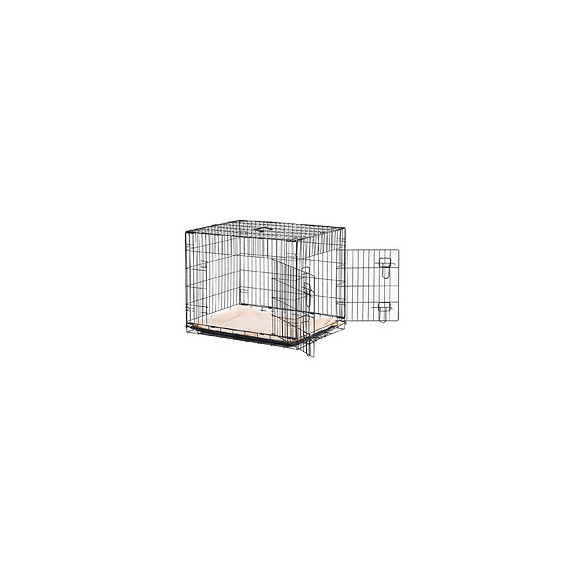Cage De Transport Pliante Pour Chien Poignée, Plateau Amovible, Coussin Fourni 76 X 53 X 57 Cm Noir