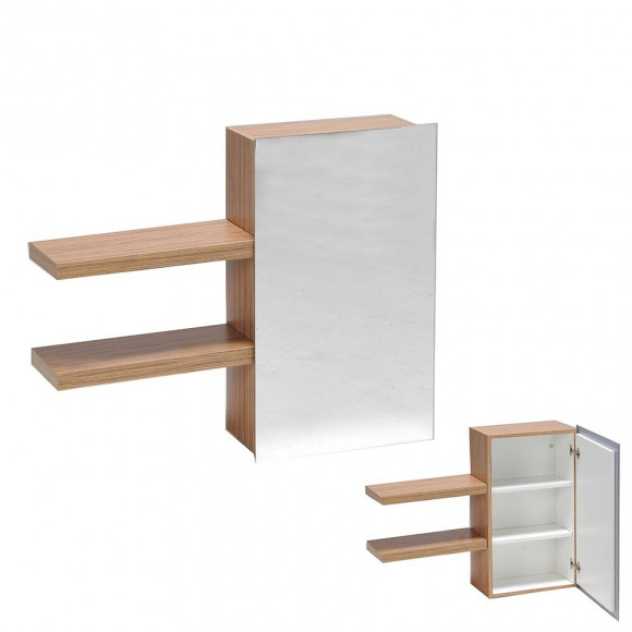 Armoire Miroir Lounge 2 Tablettes / Zebrano