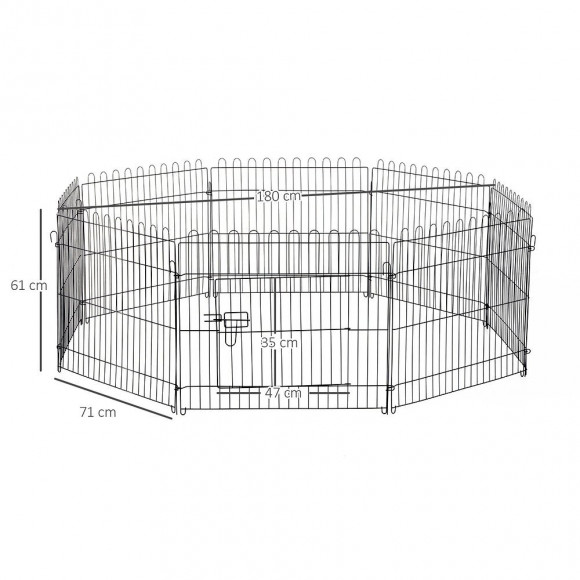 Parc Enclos Pour Chiens Chiots Animaux Domestiques Diamètre 158 Cm 8 Panneaux 71l X 61h Cm Noir