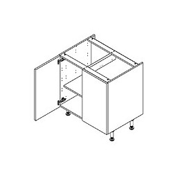 Meuble Bas De Cuisine 2 Portes - Frost 80cm / Blanc & Bleu Nuit