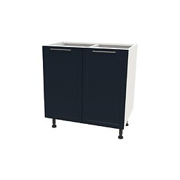 Meuble Bas De Cuisine 2 Portes - Frost 80cm / Blanc & Bleu Nuit