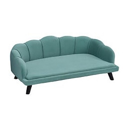 Canapé Chien Lit Pour Chien Chat Design Contemporain Coquillage Dim. 98l X 60l X 35h Cm Coussin Moelleux Velours Vert