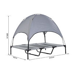 Lit Pour Chien Chat Sur Pieds Lit De Camp Grand Confort Lit Surélevé Rafraîchissant Velum Anti-uv Tissu Oxford Micro-perfor