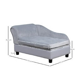 Canapé Chien Chat Sur Pied Avec Coffre De Rangement Style Moderne Coussin D'assise Amovible Grand Confort 76 X 45 X 41,5 Cm Bl