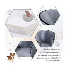 Canapé/lit Pour Chien/chat Canapé Animaux Avec Accoudoir Et Dossier 69x49x38cm