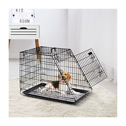 Cage De Transport Pour Chien Taille L Dim. 76l X 48l X 55h Cm Métal Noir