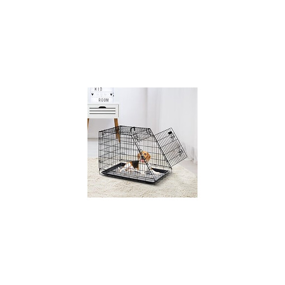 Cage De Transport Pour Chien Taille L Dim. 76l X 48l X 55h Cm Métal Noir
