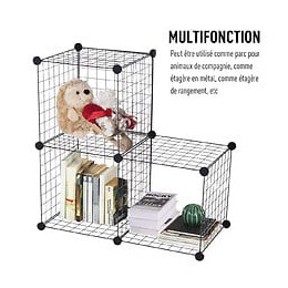 Cage Parc Enclos Pour Animaux Domestiques L 106 X L 73 X H 36 Cm Bords Arrondis Fil Métallique Noir 55