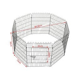 Parc Enclos Pour Chiens Chiots Animaux Domestiques Diamètre 180cm 8 Panneaux 71l X 61h Cm Noir