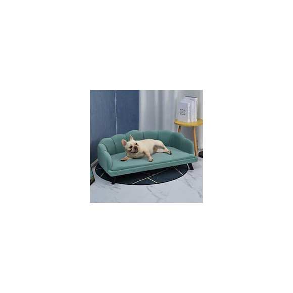 Canapé Chien Lit Pour Chien Chat Design Contemporain Coquillage Dim. 98l X 60l X 35h Cm Coussin Moelleux Velours Vert