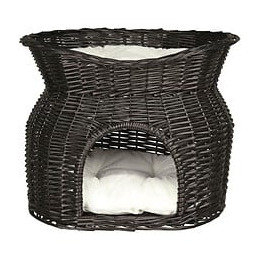 Trixie Panier Osier Avec Lit Au Dessus Et 2 Coussins 54 X 43 X 37 Cm Noir Pour Chat