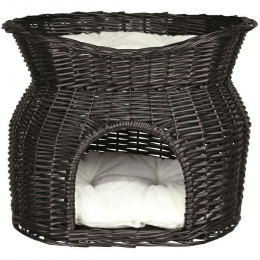 Trixie Panier Osier Avec Lit Au Dessus Et 2 Coussins 54 X 43 X 37 Cm Noir Pour Chat