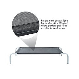 Lit Pour Chien Chat Xxl Grand Confort Sur Pieds Lit De Camp 130l X 80l X 20h Cm Textilène Micro-perforé Noir