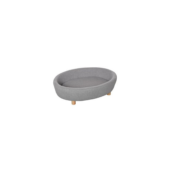 Canapé Lit Panier Chien Chat Sur Pied Coussin Moelleux Pieds Bois Massif Bouleau Dim. 81l X 61l X 24h Cm Velours Polyester Gri