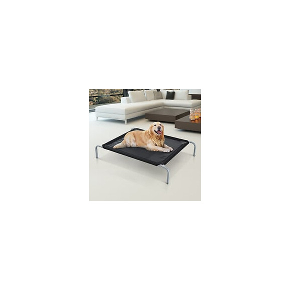 Lit Pour Chien Chat Xxl Grand Confort Sur Pieds Lit De Camp 130l X 80l X 20h Cm Textilène Micro-perforé Noir