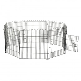 Parc Enclos Pour Chiens Chiots Animaux Domestiques Diamètre 180cm 8 Panneaux 71l X 61h Cm Noir