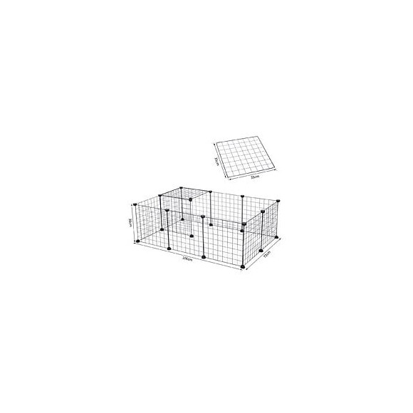 Cage Parc Enclos Pour Animaux Domestiques L 106 X L 73 X H 36 Cm Bords Arrondis Fil Métallique Noir 55