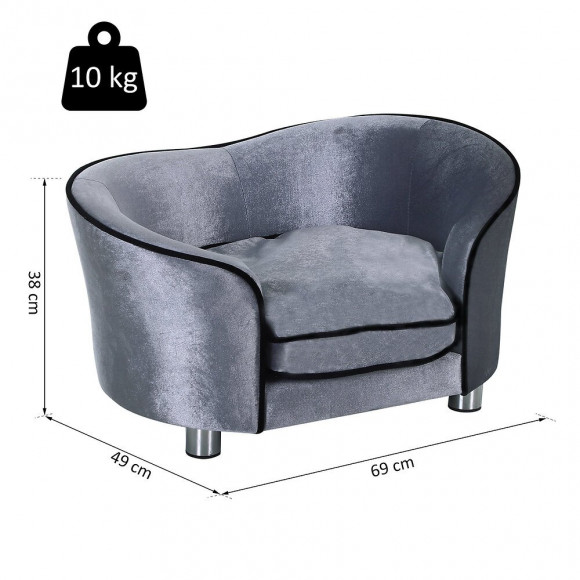 Canapé/lit Pour Chien/chat Canapé Animaux Avec Accoudoir Et Dossier 69x49x38cm