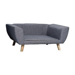 Canapé Chien Lit Pour Chien Design Scandinave Coussin Moelleux Pieds Bois Massif Dim. 87 X 61 X 36 Cm Polyester Gris