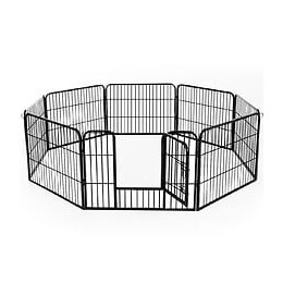 Luxe Parc Enclos Modulable Acier 8 Panneaux Et 1 Porte Pour Chiens  80l X 60h Cm Noir