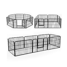 Luxe Parc Enclos Modulable Acier 8 Panneaux Et 1 Porte Pour Chiens  80l X 60h Cm Noir