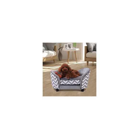 Canapé Chien Chat Sur Pied Style Graphique Contemporain Coussin Amovible Lavable Grand Confort + Pochette Rangement 68,5l X 40