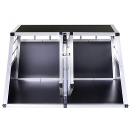 Cage De Transport Pour Chien Animaux Aluminium Xl Caisse Boîte Box De Transport Voiture Double Porte Forme Trapeze 89,5 X 68,5
