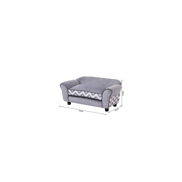 Canapé Chien Chat Sur Pied Style Graphique Contemporain Coussin Amovible Lavable Grand Confort 74l X 41l X 33h Cm Gris Blanc