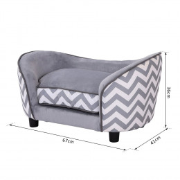 Canapé Chien Chat Sur Pied Style Graphique Contemporain Coussin Amovible Lavable Grand Confort + Pochette Rangement 68,5l X 40