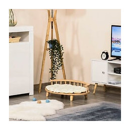 Canapé Design Chien Chat Style Cosy Chic Dim. 70l X 50l X 22h Cm Coussin Capitonné Intégré Écru Panneaux Particules Aspect