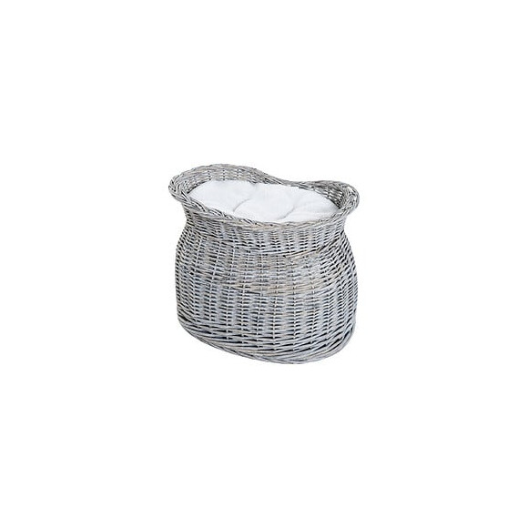 Panier Chat Lit Chat Cosy Grand Confort 56l X 37l X 40h Cm 2 Coussins Amovibles Osier Gris