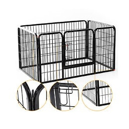 Luxe Parc Enclos Acier 125l X 80l X 70h Cm 4 Panneaux Et 1 Porte Pour Chiens Noir