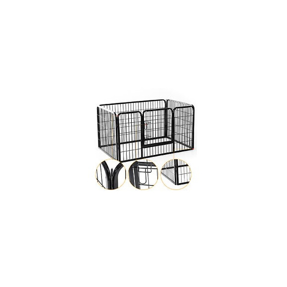 Luxe Parc Enclos Acier 125l X 80l X 70h Cm 4 Panneaux Et 1 Porte Pour Chiens Noir