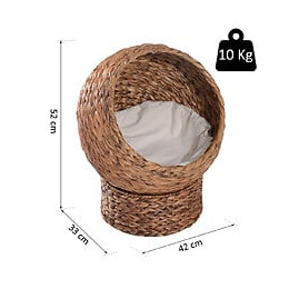 Panier Chat Lit Chat Cosy Grand Confort Dim. 42l X 33l X 52h Cm Coussin Moelleux Beige Inclus