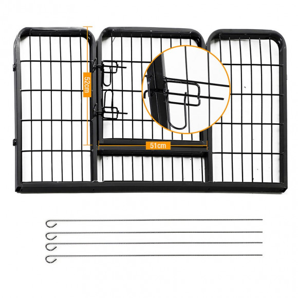 Luxe Parc Enclos Acier 125l X 80l X 70h Cm 4 Panneaux Et 1 Porte Pour Chiens Noir