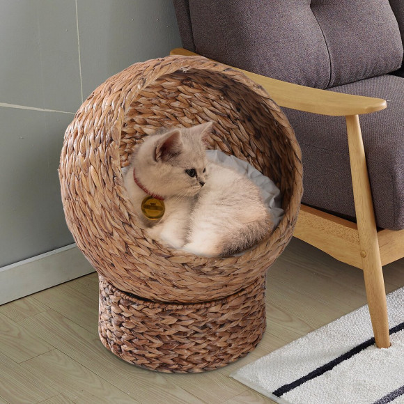 Panier Chat Lit Chat Cosy Grand Confort Dim. 42l X 33l X 52h Cm Coussin Moelleux Beige Inclus
