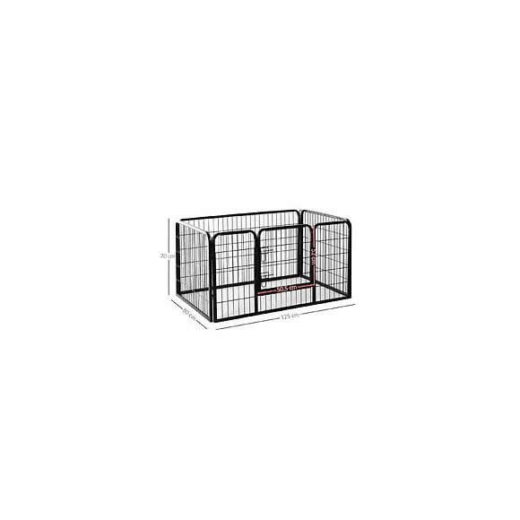 Luxe Parc Enclos Acier 125l X 80l X 70h Cm 4 Panneaux Et 1 Porte Pour Chiens Noir