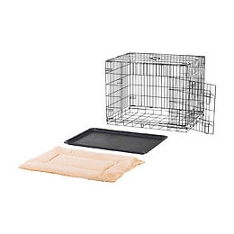 Cage Caisse De Transport Pliante Pour Chien En Métal Noir 106 X 71 X 76 Cm Matelas Fourni